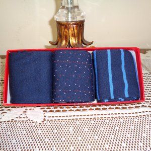 3 Pair Mens Dress Socks Boxed Black, Blue